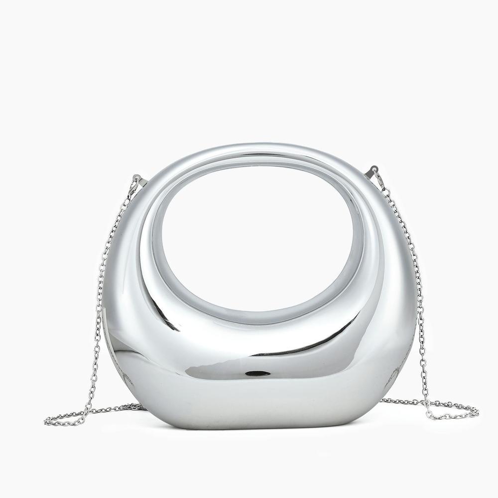 NEW LIKE DREAMS women's moonlit love metallic clear clutch bag in silver